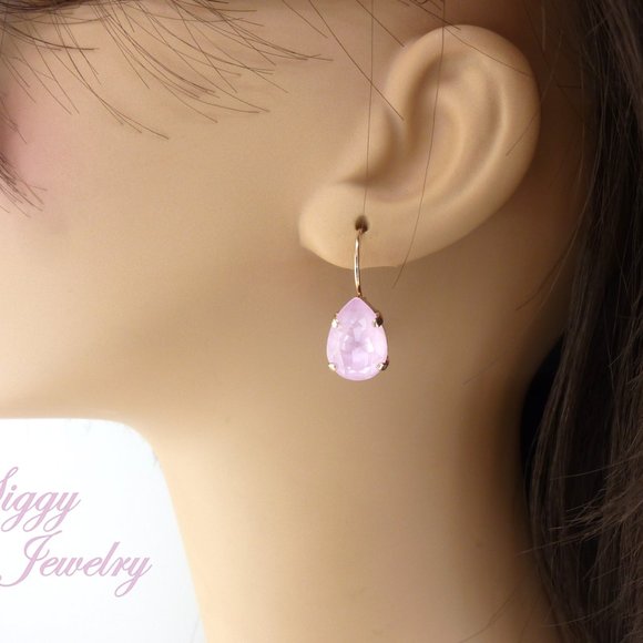 Swarovski Crystal Soft Rose Ignite Pear Teardrop Earrings, Assorted Finishes - Picture 7 of 8